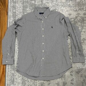 Ralph Lauren Black and White Striped Button Down Shirt